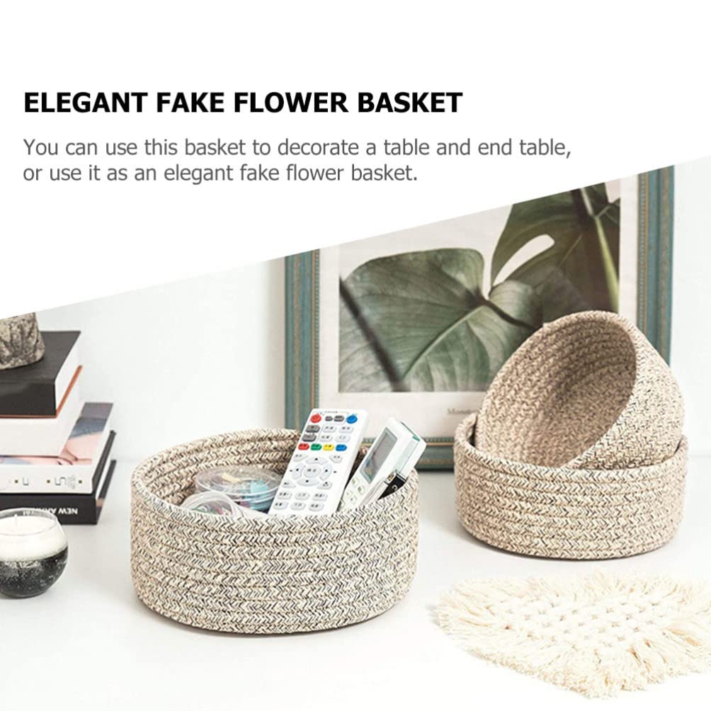 Gadpiparty Kids Toy Storage Bins 3pcs Woven Storage Basket Household Cotton Rope Office Decorative Basket Wicker Storage Baskets