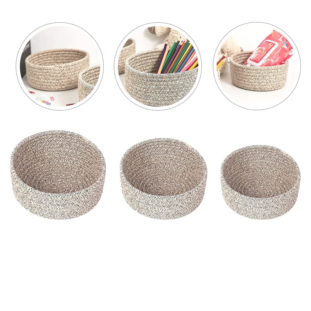 Gadpiparty Kids Toy Storage Bins 3pcs Woven Storage Basket Household Cotton Rope Office Decorative Basket Wicker Storage Baskets