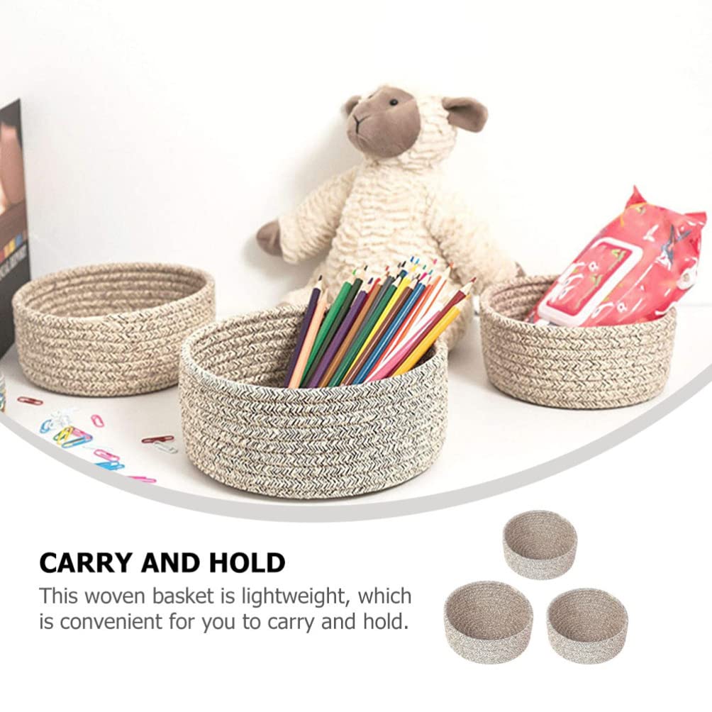 Gadpiparty Kids Toy Storage Bins 3pcs Woven Storage Basket Household Cotton Rope Office Decorative Basket Wicker Storage Baskets