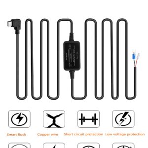 Dash Cam Mini USB Hardwire Kit Dash Camera Hard Wire Kit 12V-24V to 5V Charger Cable Power Cord Power Supply Compatible with Rexing V1-4K, V1P, V3, V2 Pro, V5, S1 Series, V1P Pro Series, Max Series