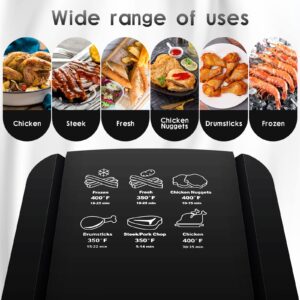 nutrifryer Air Fryer, 4Quart Air Fryer with Grill and Recipe Instructions, Small and Compact Design, 50Pcs Custom Parchment Paper Liners, Non-Stick Basket, 1400W, Black