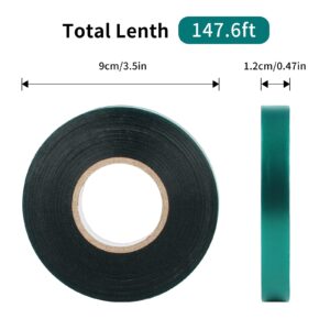 KINGLAKE GARDEN Stretch Tie Tape Roll-2 Rolls Total 300 Feet 1/2" Green Garden Tape,Plant Ribbons Plant Garden Tie for Branches, Climbing Planters, Flowers