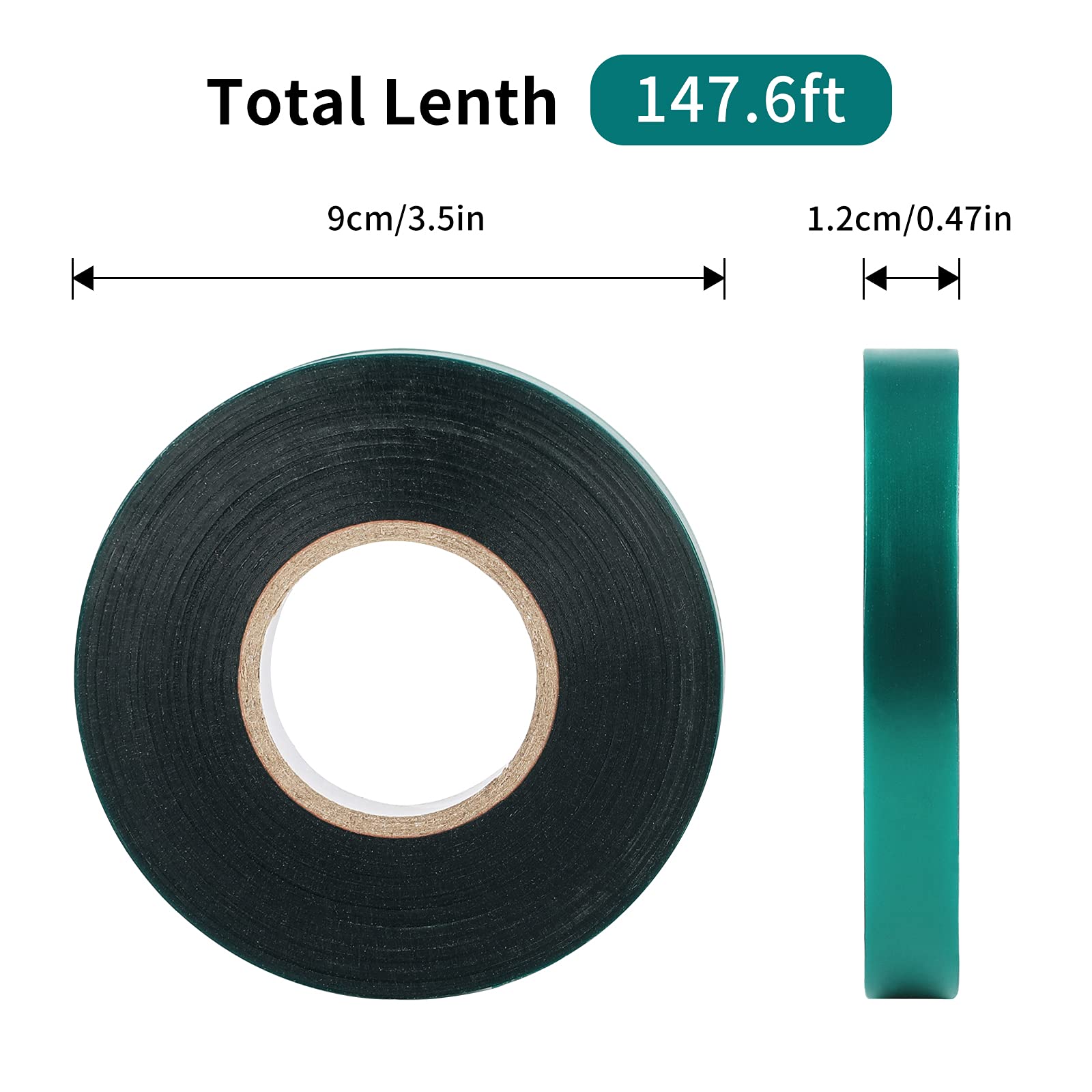 KINGLAKE GARDEN Stretch Tie Tape Roll-2 Rolls Total 300 Feet 1/2" Green Garden Tape,Plant Ribbons Plant Garden Tie for Branches, Climbing Planters, Flowers