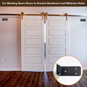 90° Stainless Steel Sliding Door Hardware Door Stop,2pcs Sliding Barn Door Bottom Floor Guide with Mounting Screws (Black)