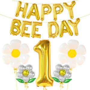 katchon, first bee day decorations girl - pack of 18 | happy bee day balloons for bee birthday party decorations | yellow bee themed party supplies | first bee balloons, 1st bee day party decorations