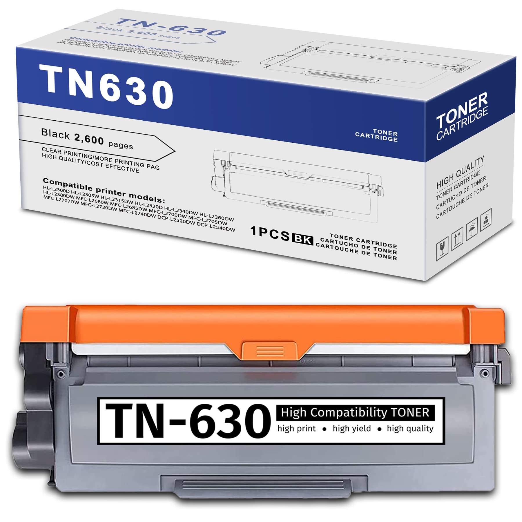 GULOYA TN-630 TN630 Toner Cartridge: 1Pack Black Compatible for Brother TN 630 Toner Replacement for HL-L2360DW L2320D L2380DW MFC-L2685DW L2680W DCP-L2520DW L2540DW Printer