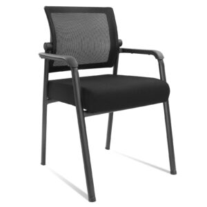 klasika desk chair no wheels with adjustable mesh backrest, arm chair with ergonomic lumbar support and thickened seats cushion, waiting room chairs for office school church guest reception