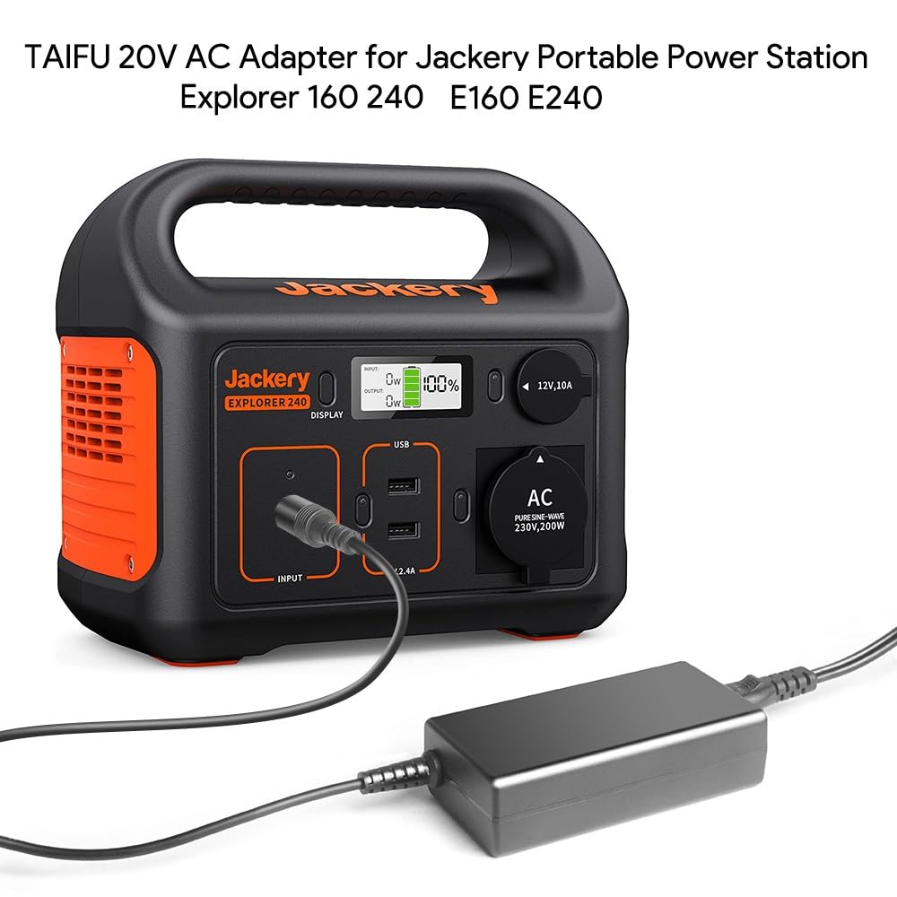 TAIFU 20V 65W AC Adapter Charger for Jackery Explorer 160 240 290 E160 E240 E290 Honda 290/200 Portable Power Station 167Wh 240Wh Lithium Battery 150W 400W Solar Generator Power Supply Cord