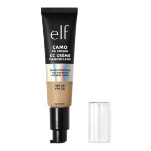 e.l.f. camo cc cream, color correcting medium-to-full coverage foundation with spf 30, light 205 n, 1.05 oz (30g)
