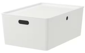 i-k-e-a kuggis plastic storage box with lid & handles white large clothes arts & crafts, game accessories or bulky items organizer besta shelf unit 14 1/2x21 ¼x8 ¼ ''