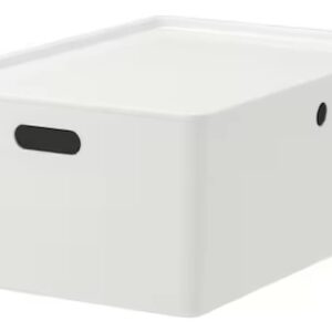 I-K-E-A KUGGIS Plastic Storage Box With Lid & Handles White Large Clothes Arts & Crafts, Game Accessories Or Bulky Items Organizer Besta Shelf Unit 14 1/2x21 ¼x8 ¼ ''