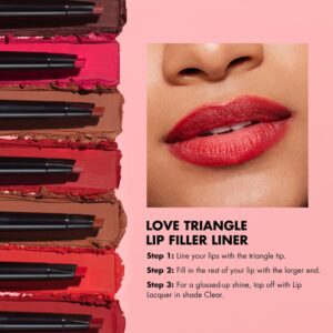 e.l.f. Love Triangle Lip Filler Liner, 2-in-1 Lip Liner Pencil For Sculpting & Filling, Long-Lasting Intense Color, Mauve