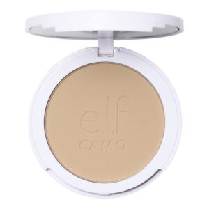 e.l.f. camo powder foundation, lightweight, primer-infused buildable & long-lasting medium-to-full coverage foundation, light 280 n