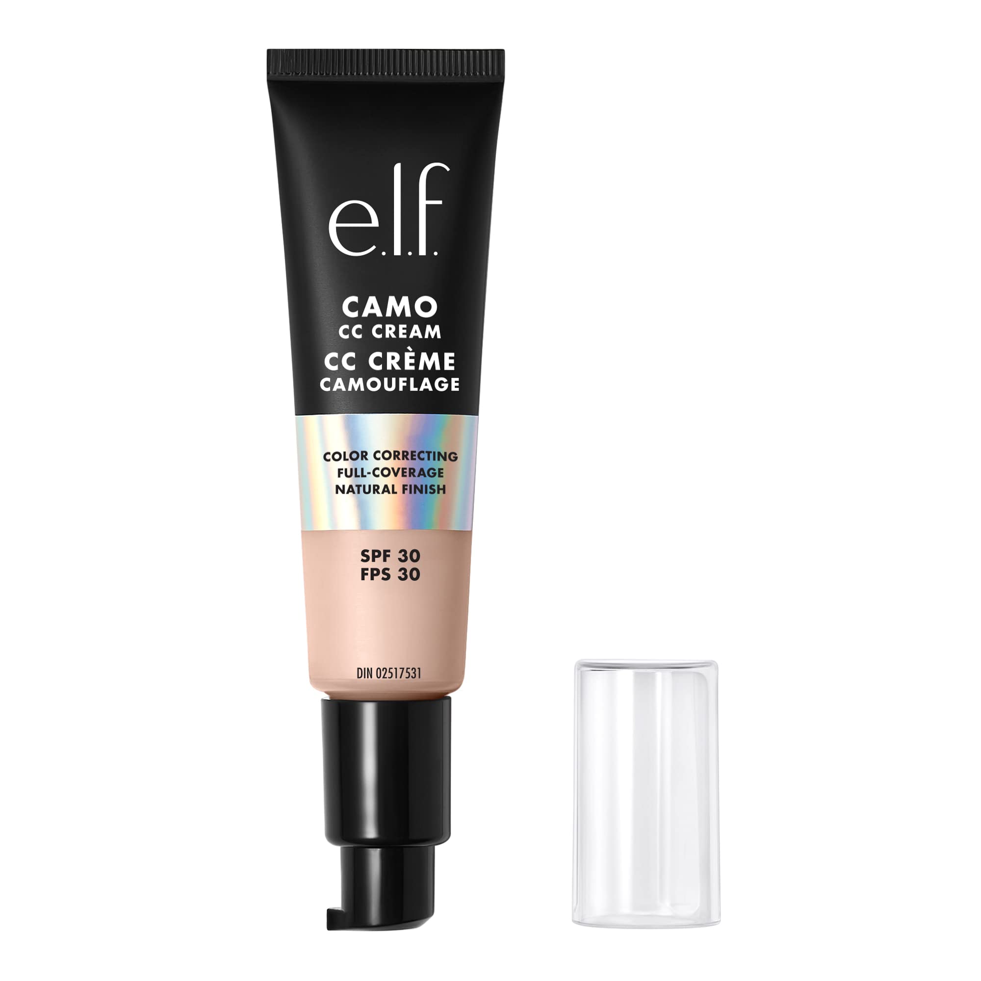 e.l.f. Camo CC Cream, Color Correcting Medium-To-Full Coverage Foundation with SPF 30, Fair 125 C, 1.05 Oz (30g)