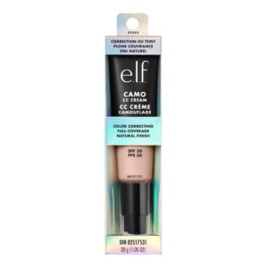 e.l.f. Camo CC Cream, Color Correcting Medium-To-Full Coverage Foundation with SPF 30, Fair 125 C, 1.05 Oz (30g)