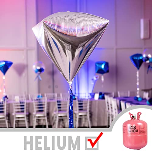 PartyWoo Silver Balloons, 6 pcs Diamond Silver Foil Balloons, 22 inch Giant 4D Foil Balloons and Ribbon, Balloons for Birthday Decorations, Wedding Decorations, Party Decorations (Balloon)