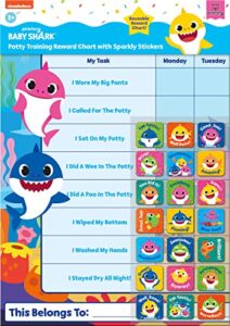 paper projects 01.70.30.041 baby shark potty training includes 56 sparkly stickers | colourful chart is wipe-clean, blue, 29.7cm x 42cm