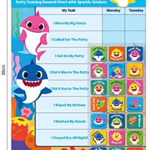 Paper Projects 01.70.30.041 Baby Shark Potty Training Includes 56 Sparkly Stickers | Colourful Chart is Wipe-Clean, Blue, 29.7cm x 42cm