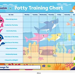 Paper Projects 01.70.30.041 Baby Shark Potty Training Includes 56 Sparkly Stickers | Colourful Chart is Wipe-Clean, Blue, 29.7cm x 42cm