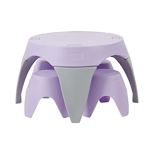 ECR4Kids Ayana Table and Stool Set, Outdoor Kids Table and Chairs, Light Purple/Light Grey, 5-Piece