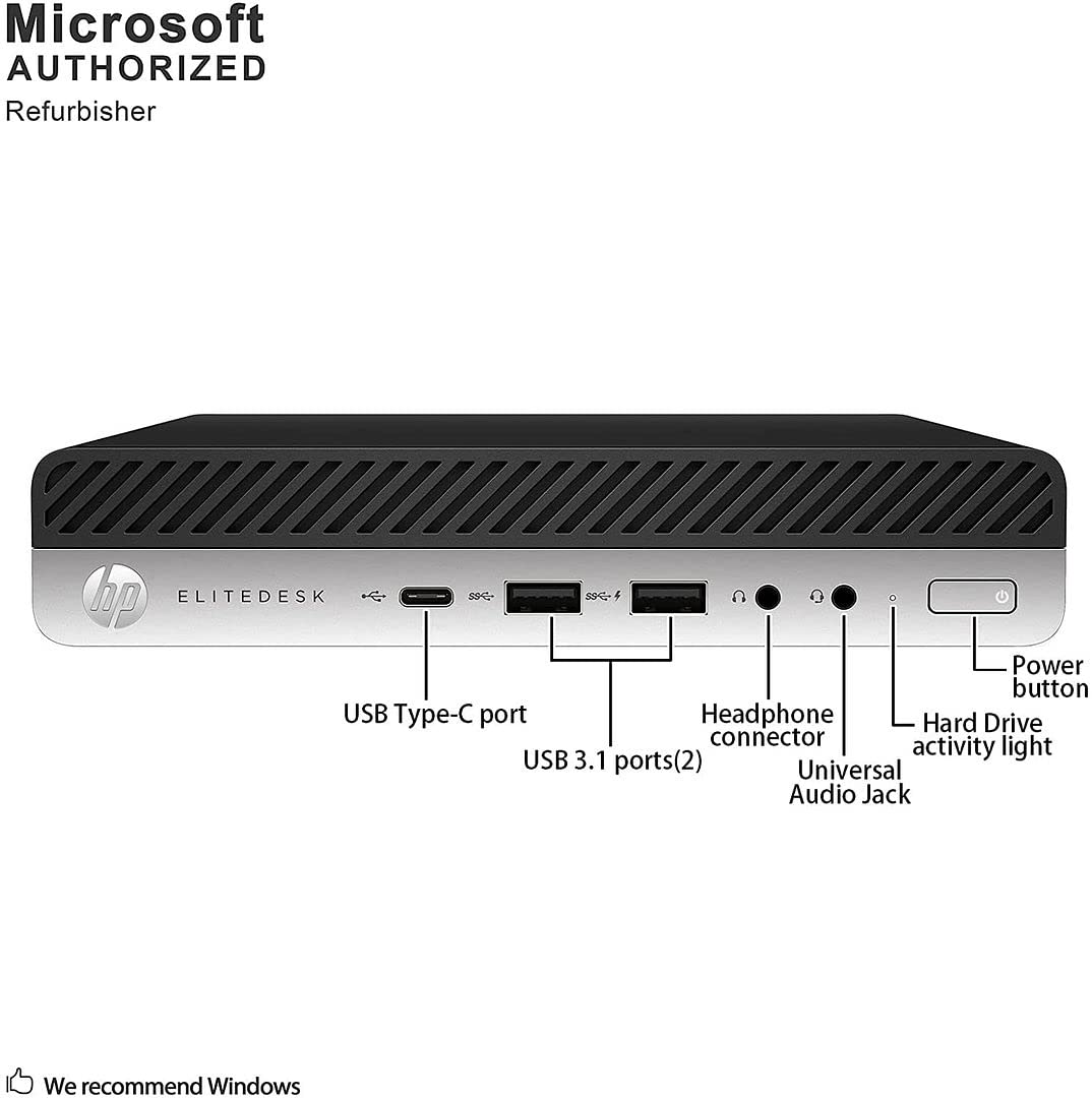 HP 800 G4 Mini Desktop Intel i5-8500T UP to 3.50GHz 32GB DDR4 New 1TB NVMe SSD Built-in Wi-Fi BT Dual Monitor Support Wireless Keyboard and Mouse Win11 Pro (Renewed)