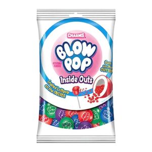 charms blow pop watermelon gumballs candy, inside outs, 7 ounce bag