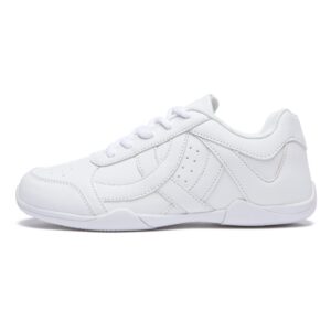 Danzcue Womens Girls Cheer Shoes White, Cheerleading Athletic Shoes, 8M