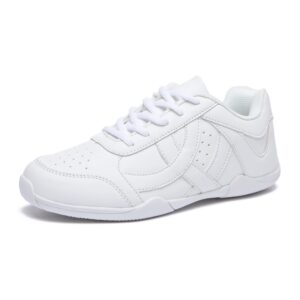 Danzcue Womens Girls Cheer Shoes White, Cheerleading Athletic Shoes, 8M