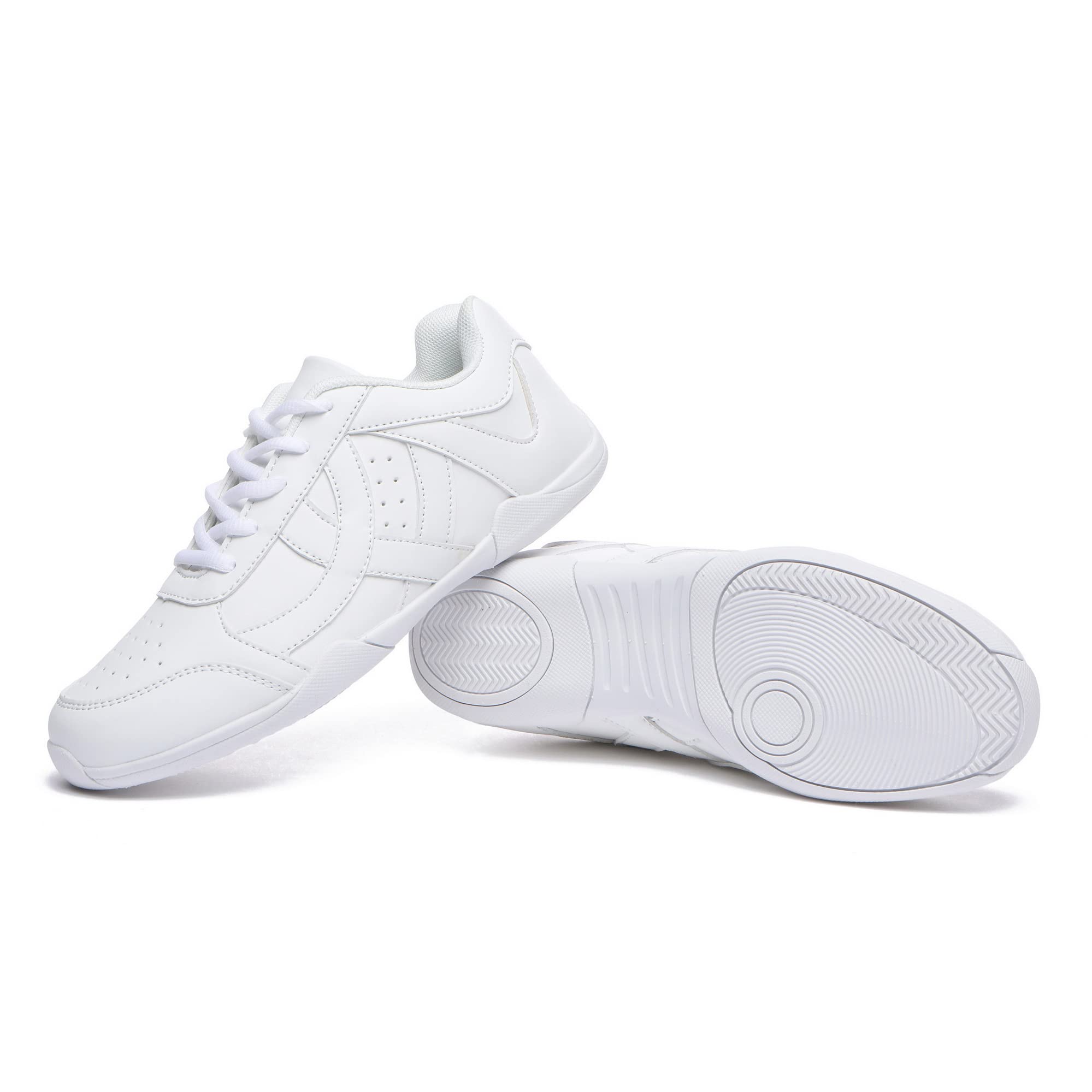 Danzcue Womens Girls Cheer Shoes White, Cheerleading Athletic Shoes, 8M