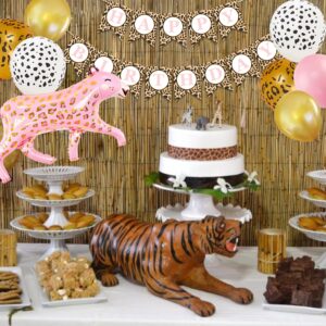 Leopard Birthday Banner Pink Safari Cheetah Party Decoration Animal Balloon Jungle Tropical Forest Party Supplies