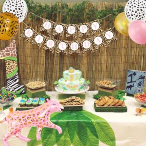 Leopard Birthday Banner Pink Safari Cheetah Party Decoration Animal Balloon Jungle Tropical Forest Party Supplies
