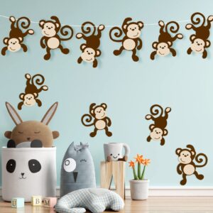 Qunclay Monkey Cutouts Jungle Party Decorations Monkeys Birthday Party Supplies Paper Safari Hanging Print Wall Decor for Kids Birthday Party Baby Shower Supplies