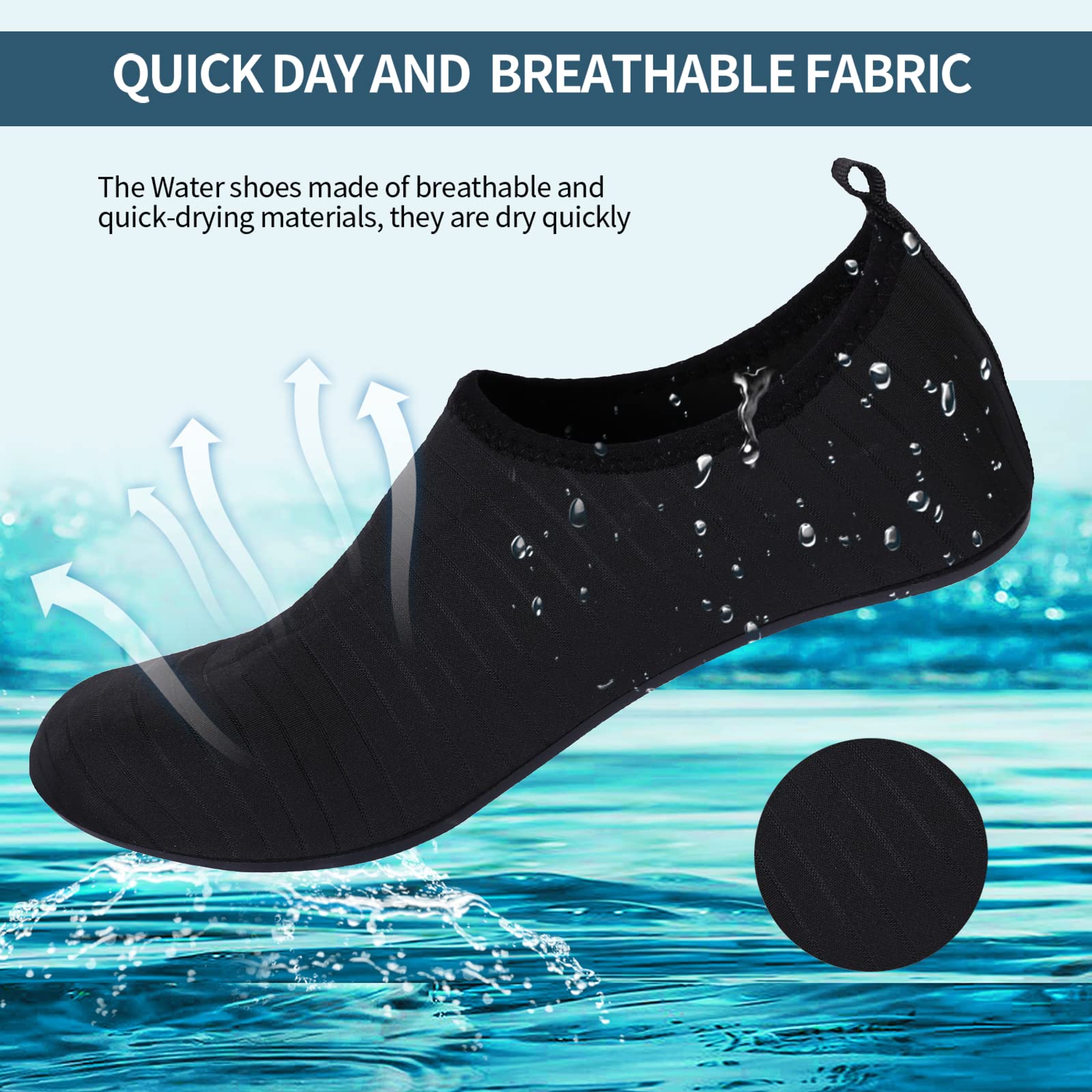BowenBo Water Sports Barefoot Women's Men's Outdoor Beach Swimming Aqua Socks Quick-Dry Boating Fishing Diving Surfing Exercise (40-41,Black)