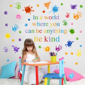 Colorful Inspirational Wall Decals Motvational Phrase Wall Stickers Positive Sayings Lettering Decal Paint Splatter Handprint Wall Stickers for Kids Girls Classroom Playroom Nursery Bedroom Decor