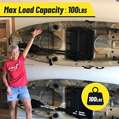 100 LB Capacity (15") Heavy Duty Garage Storage Hooks (4packs) Kayak Storage Hanger Wall Mounted Rack for Hanging Ladders, Bikes