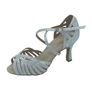 pierides women's rhinestone ballroom dance shoes performance wedding dance shoes for 1920s,2.75" heel,8 us