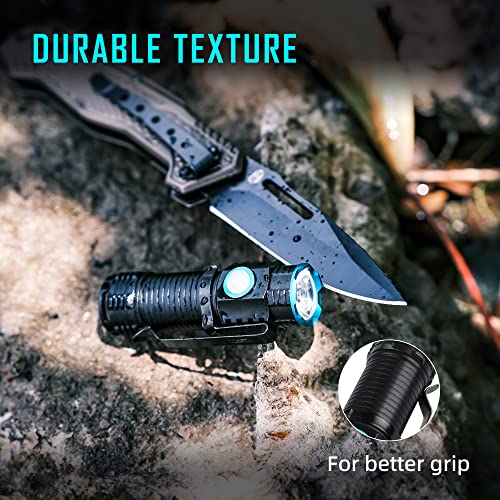 lexall Small Flashlight, 1200 High Lumens, USB Rechargeable Compact LED Flashlight with Clip, Mini Pocket Sized EDC Flashlight with Unique Tail Design