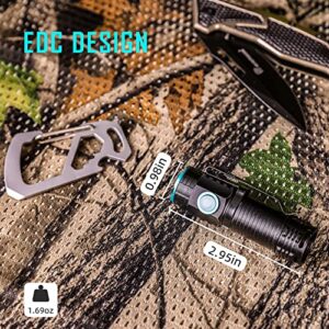 lexall Small Flashlight, 1200 High Lumens, USB Rechargeable Compact LED Flashlight with Clip, Mini Pocket Sized EDC Flashlight with Unique Tail Design