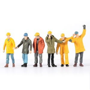 colorful 6pcs tiny people figures,1:50 scale model worker hand painted figures male construction scene site figures for miniature scenes