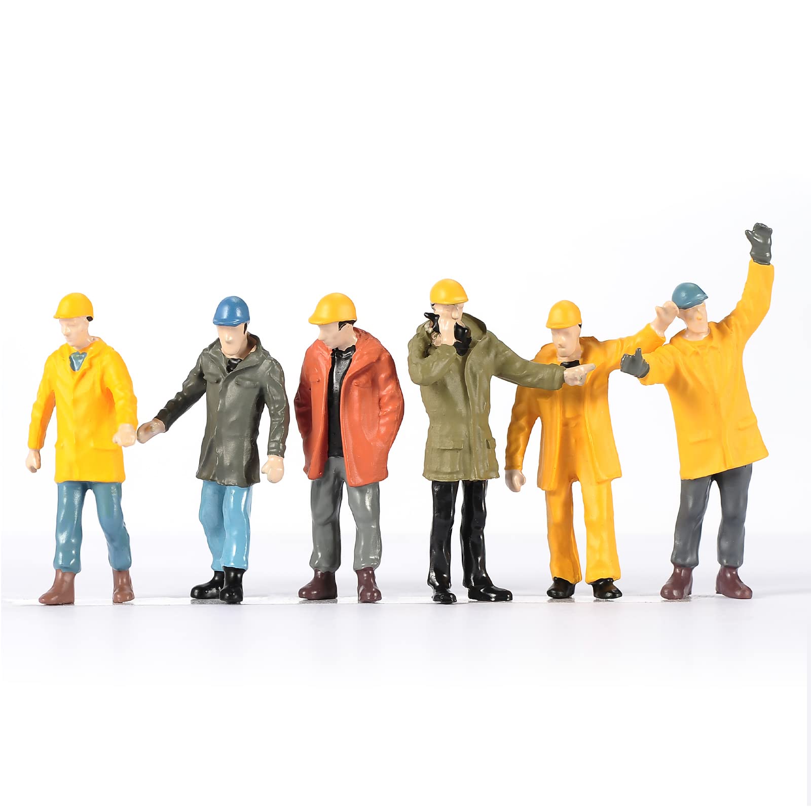 Colorful 6Pcs Tiny People Figures,1:50 Scale Model Worker Hand Painted Figures Male Construction Scene Site Figures for Miniature Scenes