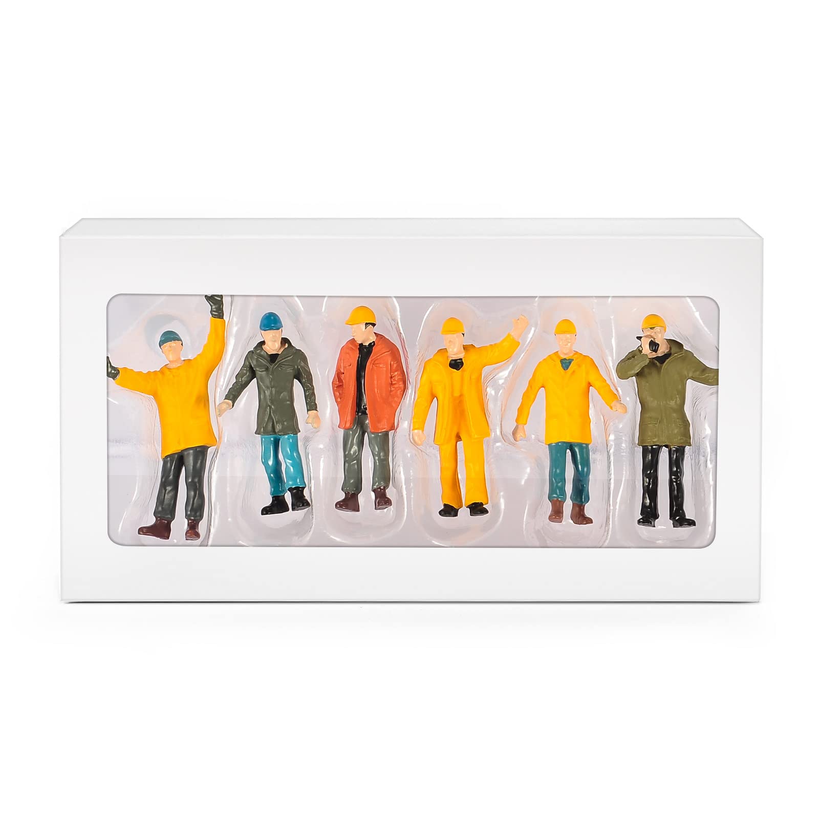 Colorful 6Pcs Tiny People Figures,1:50 Scale Model Worker Hand Painted Figures Male Construction Scene Site Figures for Miniature Scenes