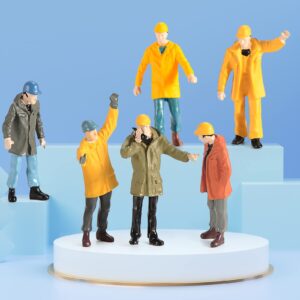 Colorful 6Pcs Tiny People Figures,1:50 Scale Model Worker Hand Painted Figures Male Construction Scene Site Figures for Miniature Scenes