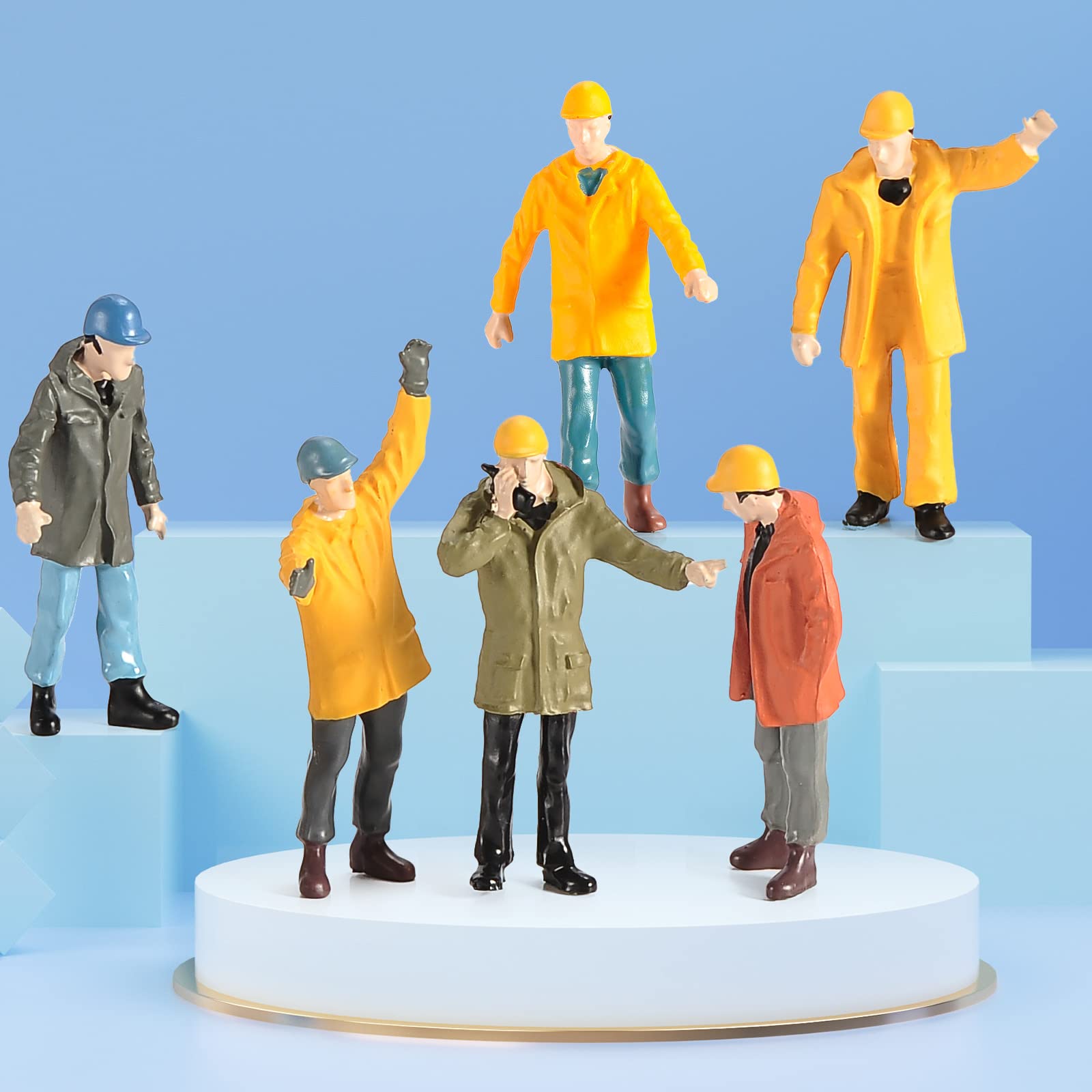 Colorful 6Pcs Tiny People Figures,1:50 Scale Model Worker Hand Painted Figures Male Construction Scene Site Figures for Miniature Scenes