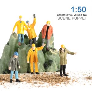 Colorful 6Pcs Tiny People Figures,1:50 Scale Model Worker Hand Painted Figures Male Construction Scene Site Figures for Miniature Scenes