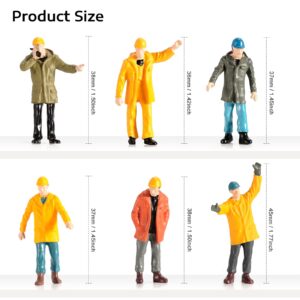 Colorful 6Pcs Tiny People Figures,1:50 Scale Model Worker Hand Painted Figures Male Construction Scene Site Figures for Miniature Scenes