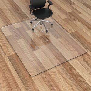 homek office chair mat for hardwood floor, 1/8" thick 53”x 45” crystal clear hard floor chair mat, transparent floor protector mat flat without curling