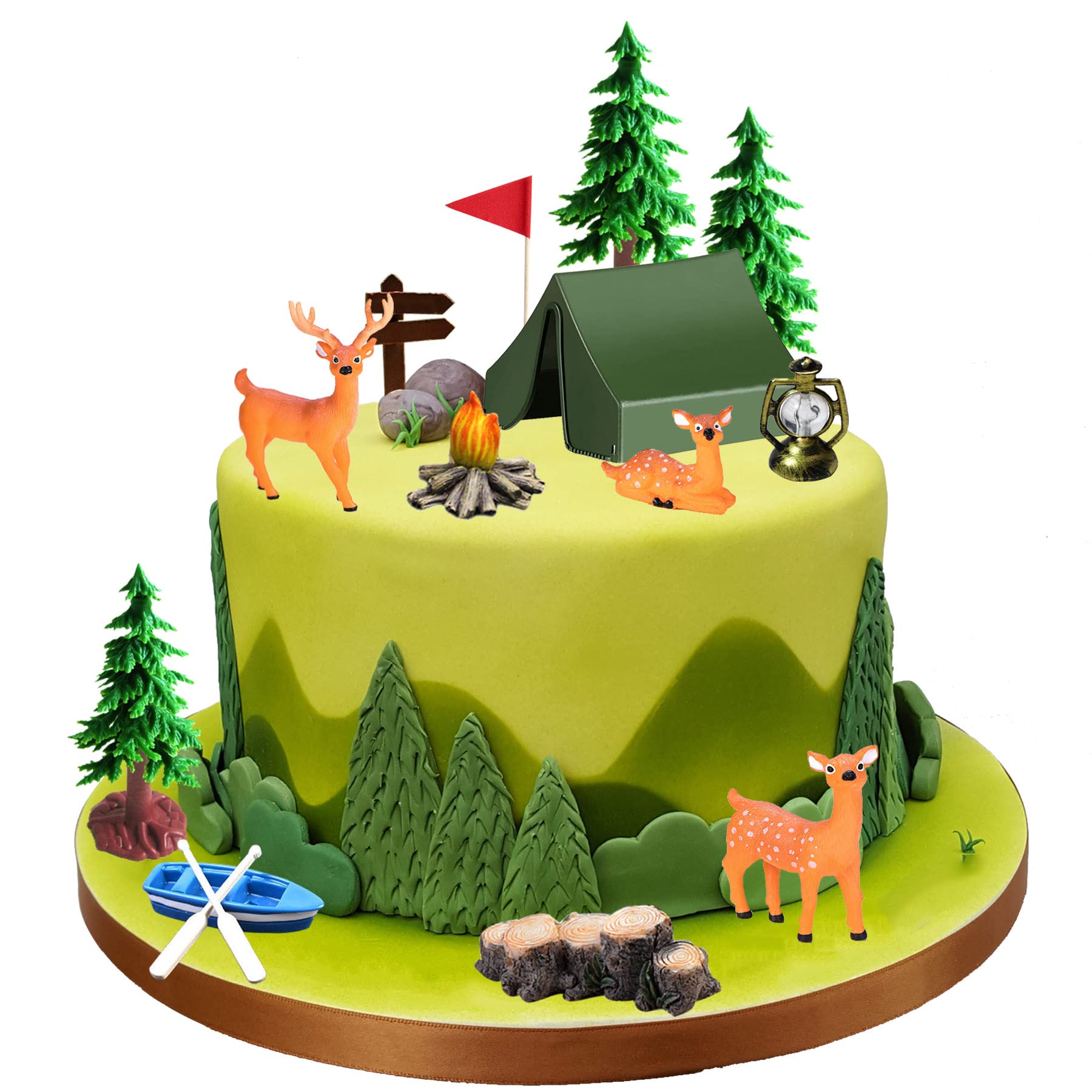 15PCS Camping Cake Decorations - Camping Cake Toppers Fireside Camp Decor Set for Kids Camper Camping Fans' Birthday Party Cake Decors