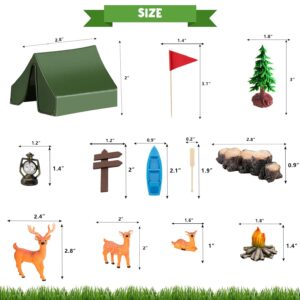 15PCS Camping Cake Decorations - Camping Cake Toppers Fireside Camp Decor Set for Kids Camper Camping Fans' Birthday Party Cake Decors