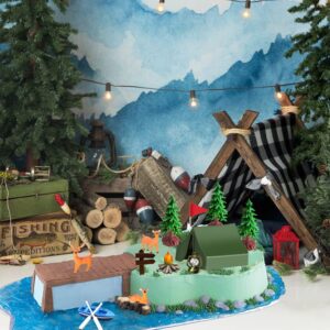 15PCS Camping Cake Decorations - Camping Cake Toppers Fireside Camp Decor Set for Kids Camper Camping Fans' Birthday Party Cake Decors