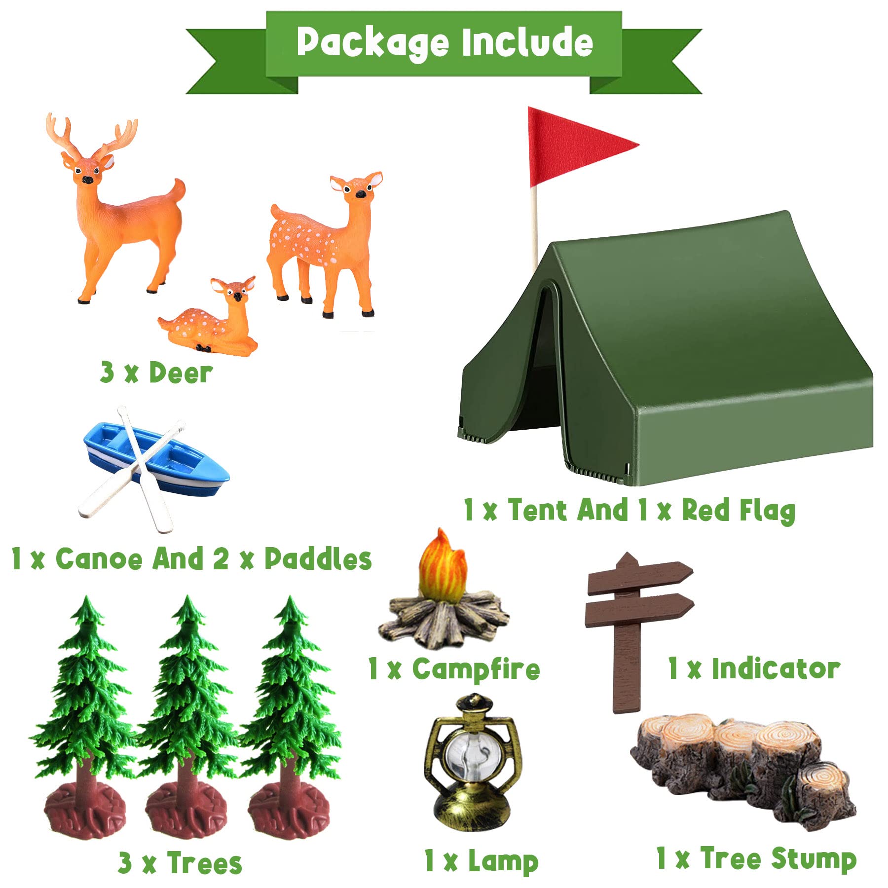 15PCS Camping Cake Decorations - Camping Cake Toppers Fireside Camp Decor Set for Kids Camper Camping Fans' Birthday Party Cake Decors